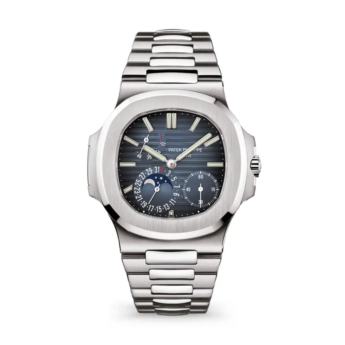 Patek Philippe Nautilus Stahl Blaues Zifferblatt Mondphase 5712/1A-001