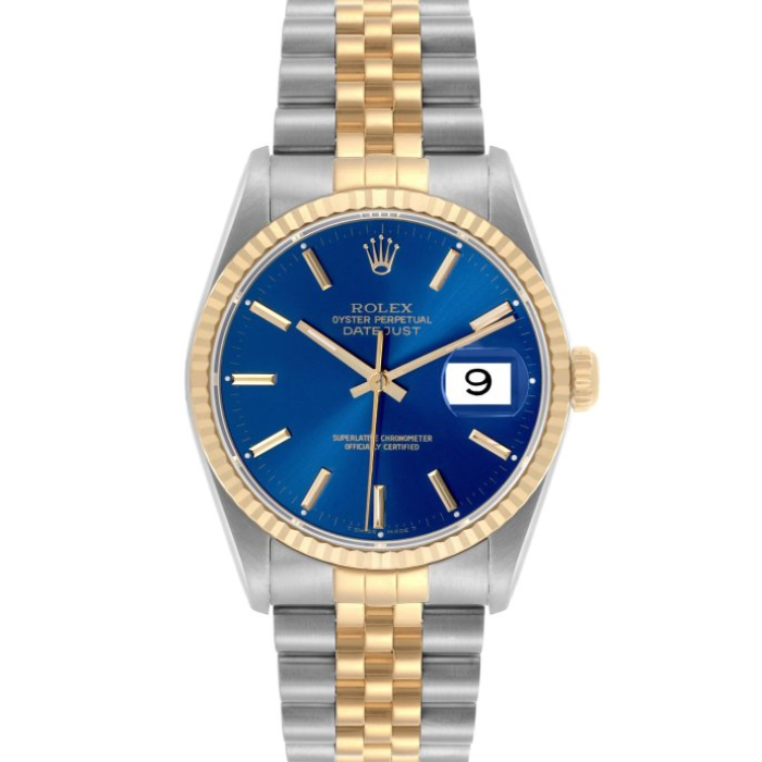 Rolex Datejust Gold & Stahl Blaues Zifferblatt 36mm 16233
